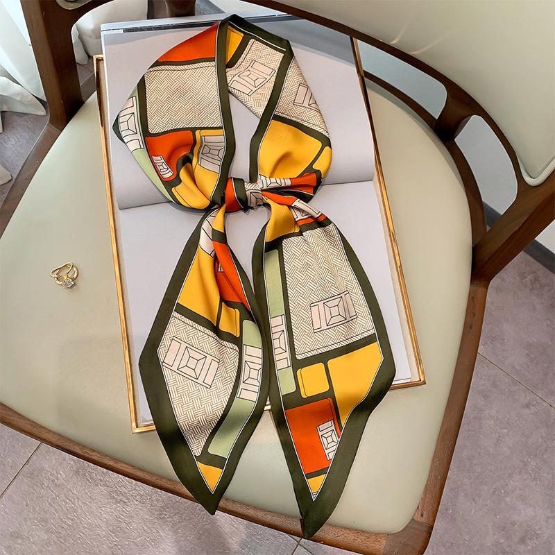 Scarves Silk Scarf Ribbon 15*150cm Lady Fashion Print Hair Women Foulard Bandana Bag Female Skinny Scarfs Tie Neckerchief