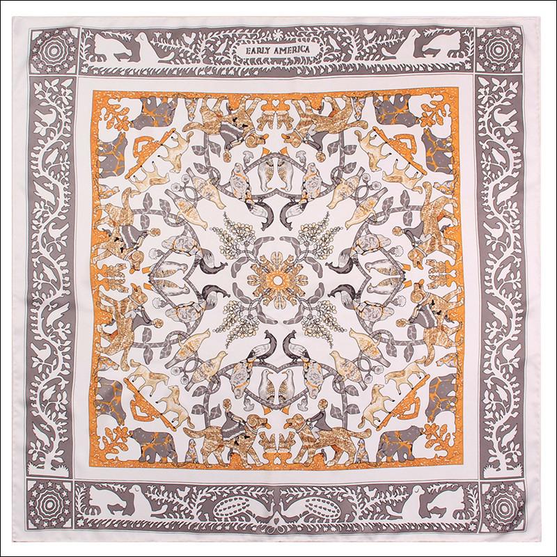 Scarves Satin Edge Scarf 90 Designer Head Female Silk Foulard Luxe Vintage Hand Rolled Hem Bandana Shawl