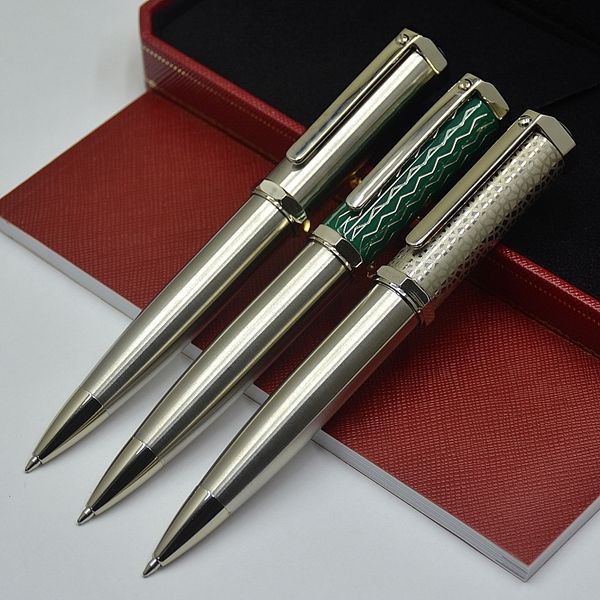 wholesale Limited edition Santos-Dumont Ballpoint Pen High quality Sier Black Metal Ball pens Writing Smooth office school supplies