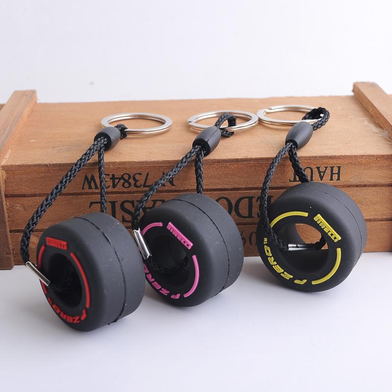 Keychains PVC Rubber Tire Key Chain Creative Small Pendant Car Decoration Auto Parts Gift