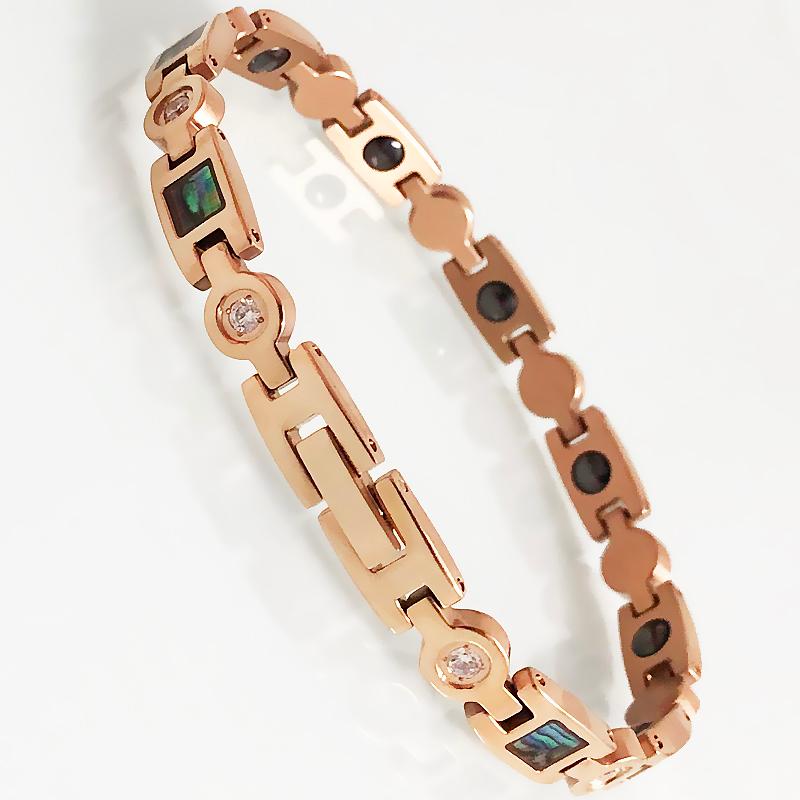 Link, Chain Magnetic Women&#039;s Health Bracelets Rose Gold Color Stainless Steel Germanium Energy Wristband Female Natural Shell Jewelry Gifts