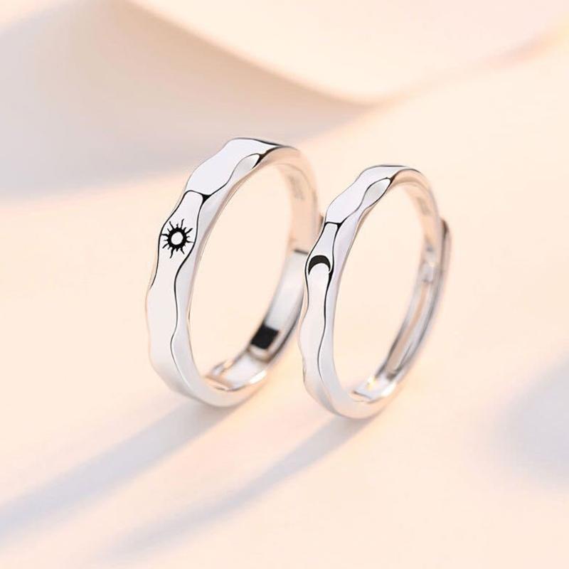 Cluster Rings 1 Pair Sun Moon Lover Couple Set Promise Wedding Bands Men Women Jewellery