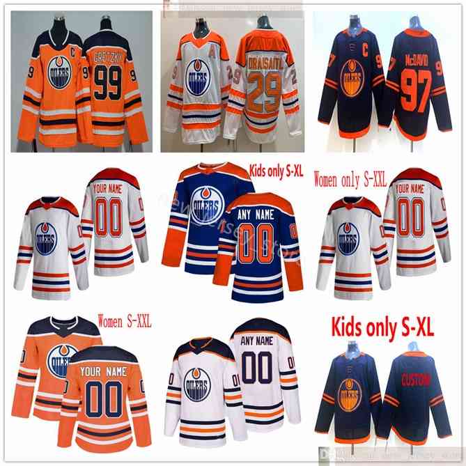 96 Custom 2021 Reverse Retro Men Women Kids Youth Hockey Edmonton Oilers Ethan Bear Mark Messier Neal Eberle Alex Chiasson Darnell Nurse Devin