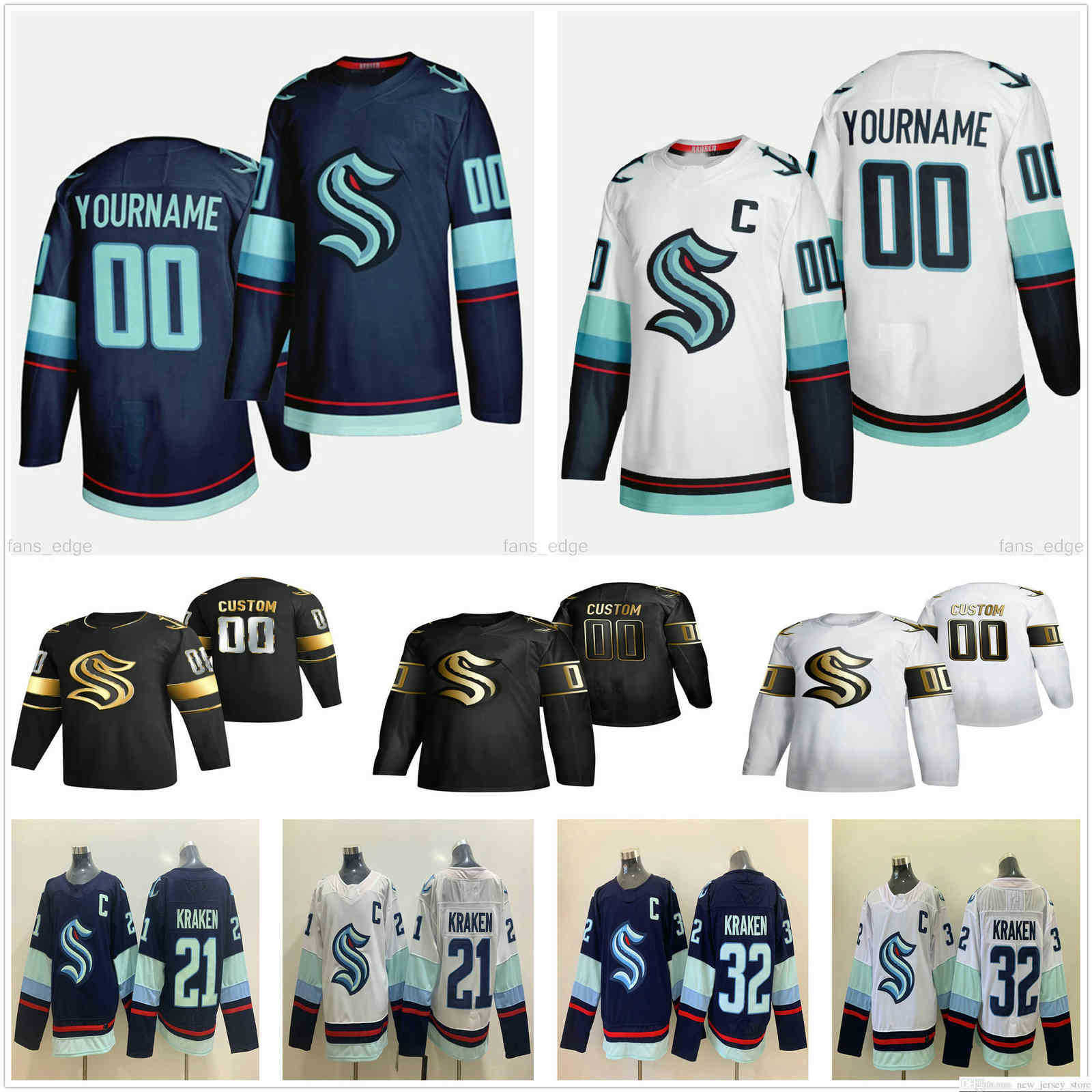Seattle Kraken 2021 Hockey Jersey 32th New Team Custom Home Road Jersey 100% Stitched Any Nunber Any Name Men Women Youth Kids Hocker Jersey