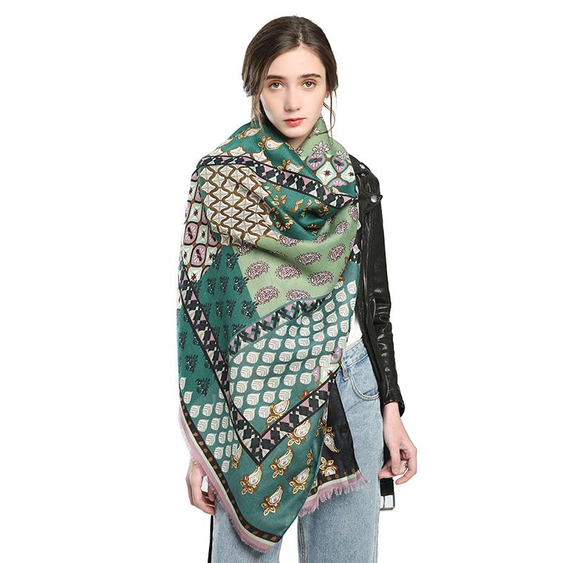 Scarves 2021 Women Autumn Keep Warm Cotton Linen Wraps National Style Floral Print Scarf Lady Soft Elegant Shawl Female Echarpe 180x90cm