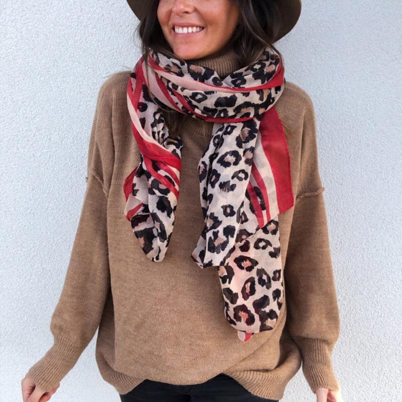 Scarves Drop 180*90cm Autumn Winter Female Leopard Printed Wide Women Voile Long Shawl Wrap Blanket Warm Tippet