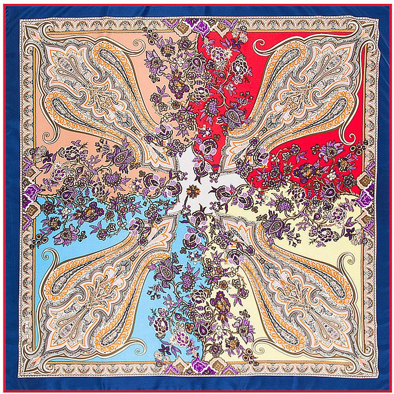 Scarves Matagorda Silk Scarf Woman Fashion Paisley 100 Twill 100cm Big Square Neck Head Scarfs For Ladies Shawl