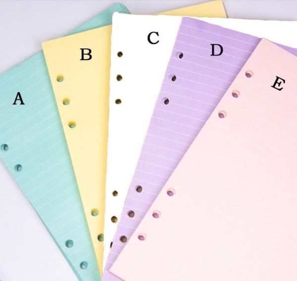 5 Colors A6 Loose Leaf Product Solid Color Notebook Refill Spiral Binder Inside Page Planner Inner Filler Papers School Office Supplies SN24