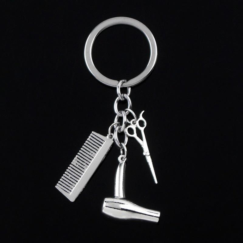 Keychains Hair Stylist Essential Dryer Scissors Comb Decorative Hairdressers Key Rings Letter Gift Jewelry
