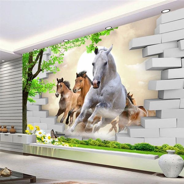Custom Photo Wallpaper 3D Stereo Broken Mural Brick Wall Living Room TV Background Painting Home Decor