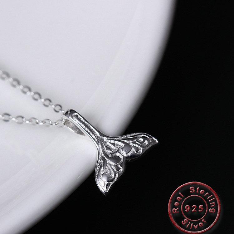 Pendant Necklaces Amxiu Fashion Fish Tail Choker Necklace S925 Thin Handmade Clavicular Chain For Women&#039;s Birthday Gift Jewelry