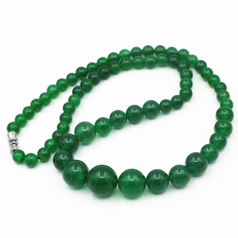 Pendant Necklaces Trendy Women Necklace Natural Stone Beads Strand Choker Green Chalcedony Round 6-14mm Tower Chain Jewelry 18inch A65
