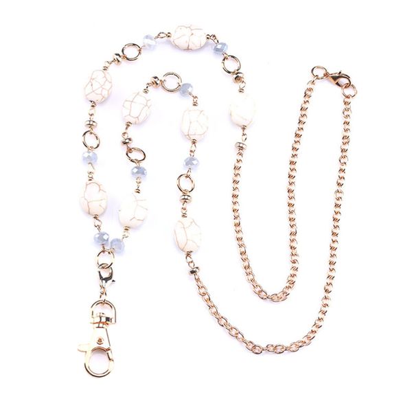 Hand Beaded Pine Stone ID Necklace Lanyard Strap String Cell Phone Lanyard Strap String Keyring Lanyard Work Pendant Sweate