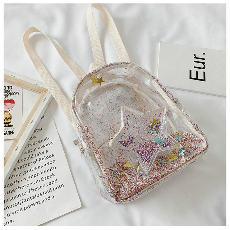 School Bags Girl&#039;s Transparent Star Backpack Cute Bag 2021 Summer Children&#039;s Clear Sweet Travel Mini Backpacks For Women