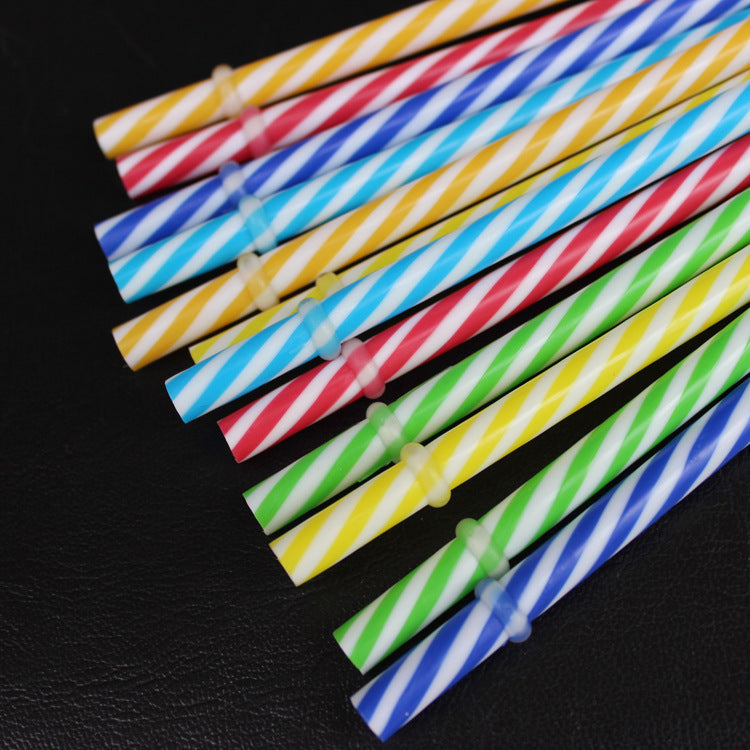 Colorful strip PP straws for double layer cup plastic party straw pipes for drinking juice wholesale