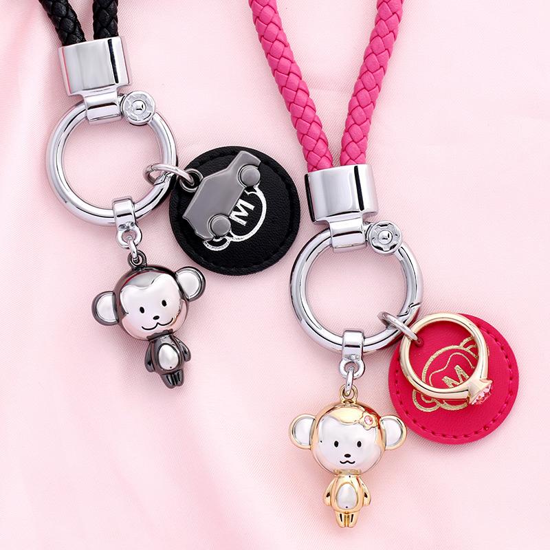 Keychains MILESI Cute Swinging Monkey Couple Keychain Car Key Ring Bag Charm K0320
