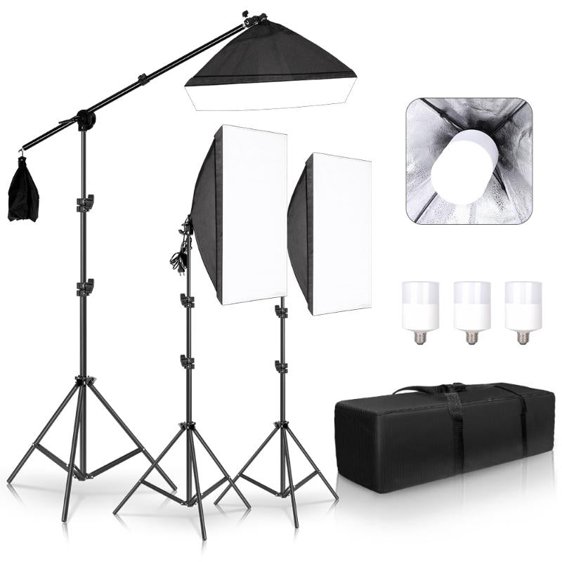 Continuous Lighting Professional Po Studio Softbox Lights Kit Accessories Equipment With 3Pcs Soft Box,LED Blub,Tripod Stand