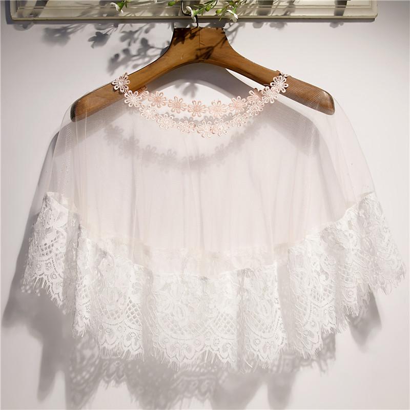 Scarves Women&#039;s Spring Summer White Mesh Pashmina Female Sunscreen Lace Shawl Cloak R1368