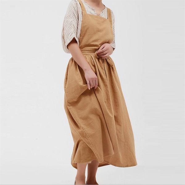 1 PC Kitchen Apron, Aprons for Women, For Home and , Cotton Linen Fabric ,Adjustable Bib , Accessories Cooking 210625