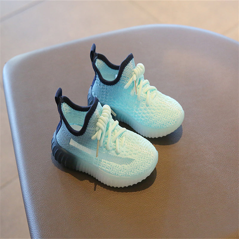 EUR22-32 Kids sneakers for girls boys children running casual Lacing anti-slip tenis infantil baby shoes 3 years Child Shoe Fluorescent green wholes