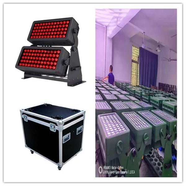1pcs with case waterproof floodlights 120x15w rgbw IP65 dmx512 wall washer double heads lyre wash led city color light