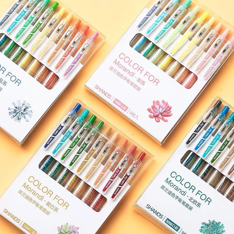 Gel Pens 9 Colors-set Vintage Morandi Pen Creative DIY Diary Journal Drawing Graffiti Kawaii Office Stationery School Supplies1
