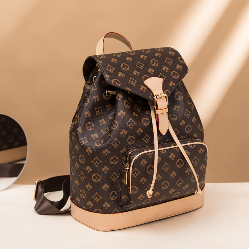 Fashion backpack Womens handbag wild college wind printed large capacity multi-function Men backpacks Crossbody designer bag Brown flower