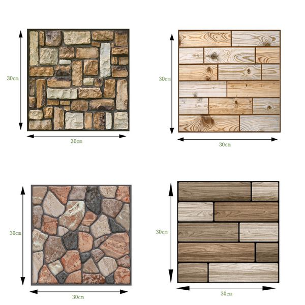 3D Self-Adhesive Wall Stickers DIY Brick Stone Pattern Waterproof Wallpaper Home Kitchen Living Room Decoration