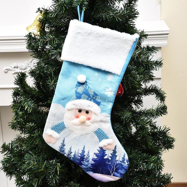 Christmas Cartoon Xmas Santa Stocking Claus Tree Sock Ornaments Kid Candy Bag Festival Party Gift Decoration for Family FWD9545