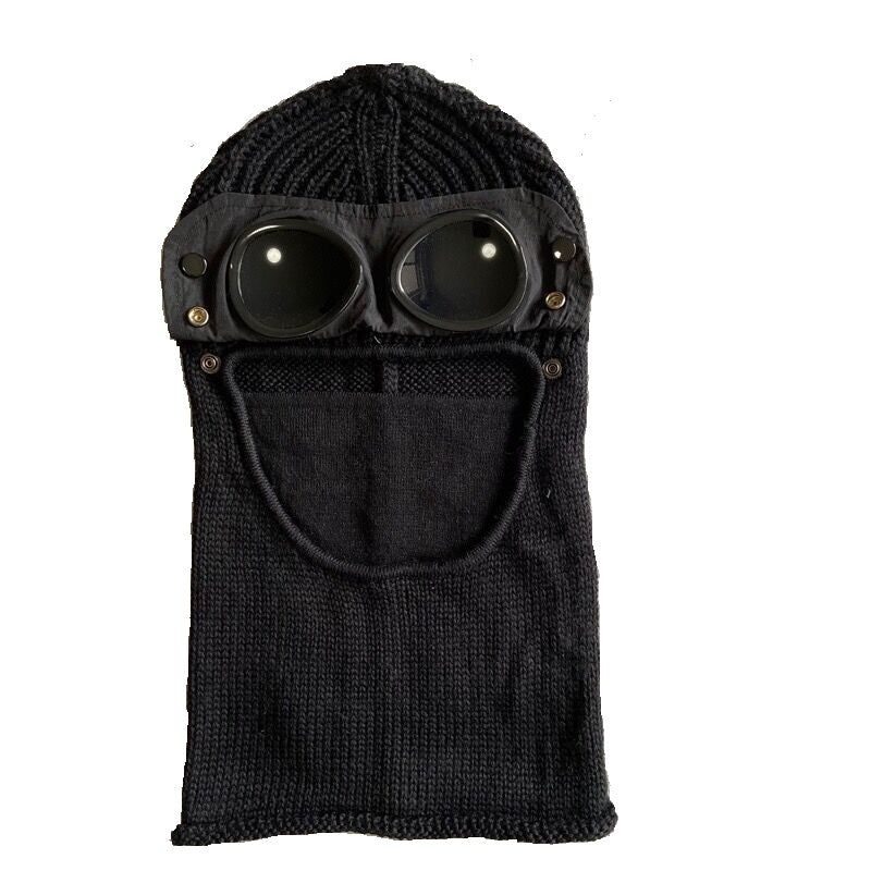 Two lens windbreak hood beanies outdoor cotton knitted windproof men face mask casual male skull caps hats