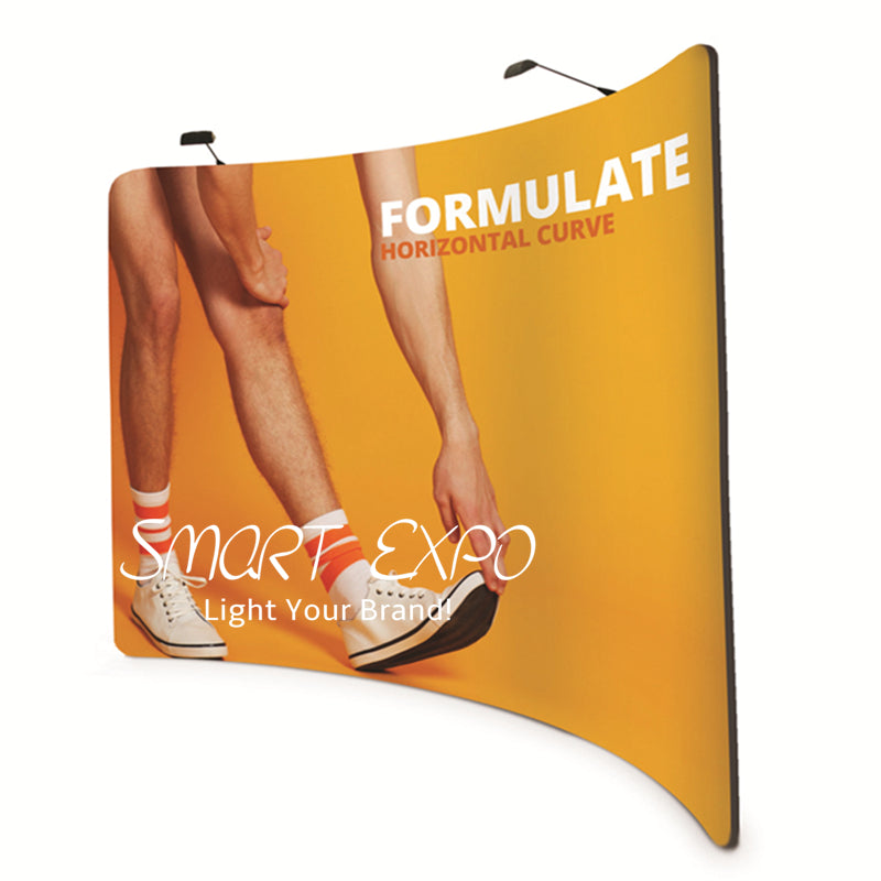 13ft C Curved Lightweig Tension Fabric Backwall Advertising Display with Thick Aluminum Tube Customized Printed Graphic Portable Carry Bag