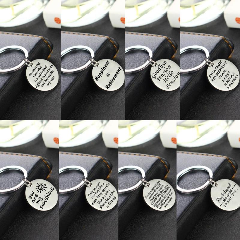 Keychains Coworker & Retirement Pension Strategic Charm Keychain Key Ring Stainless Steel Chain Jewelry Gift For Women Aunt Lovers