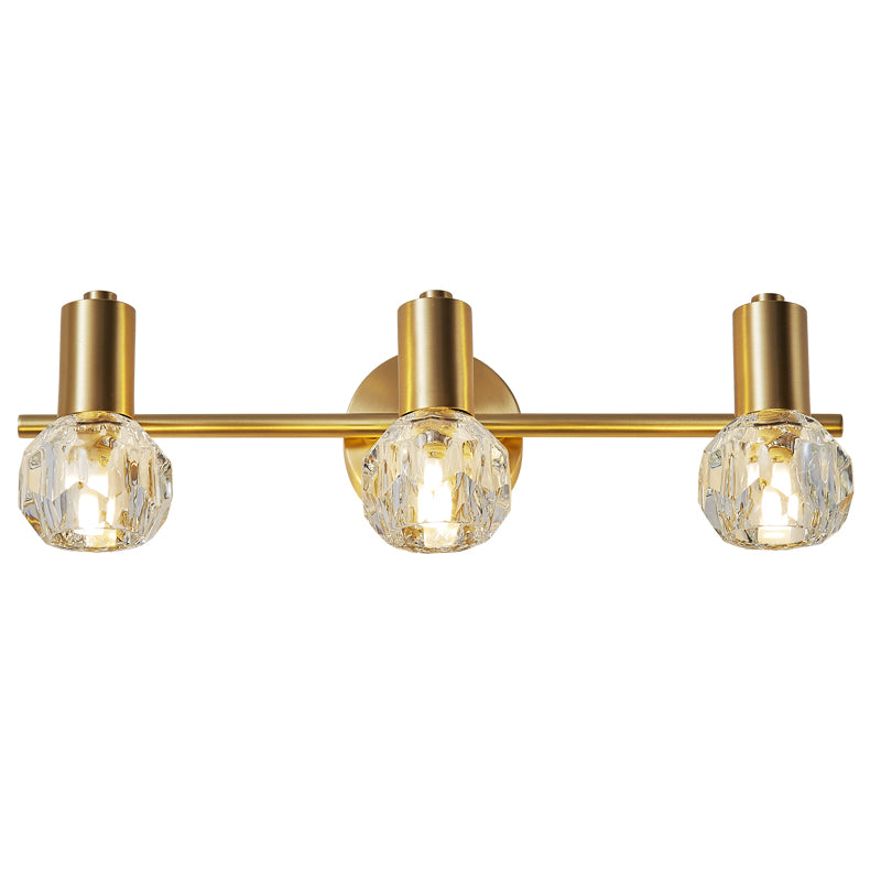 Post Modern Brass Wall Lamps Luxury 2-3 Heads K9 Crystal Lighting Fixture AC90-260V Nordic Creative Bedroom Bathroom Mirror Light