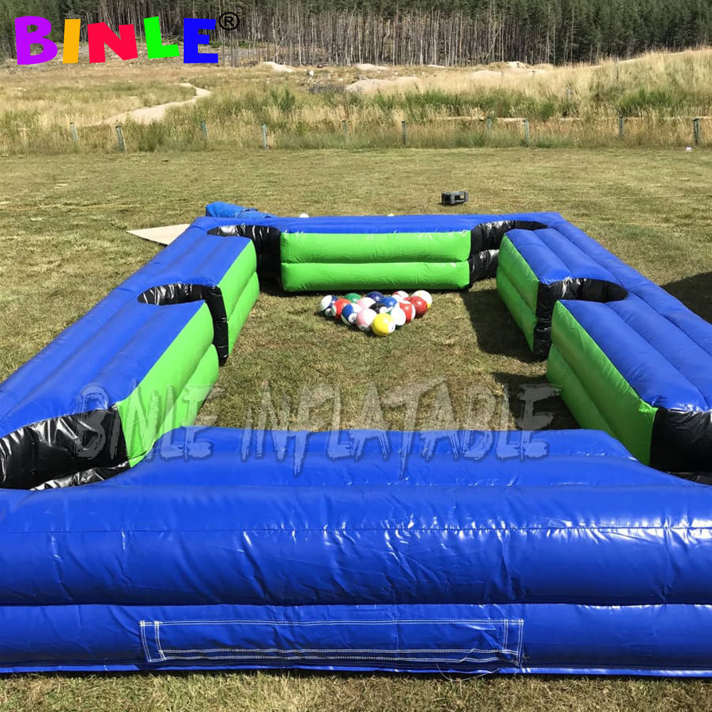 Blue And Green Giant Inflatable Snooker Soccer Human Pool Table With 16 Balls For Sale Funny Outdoor Or Indoor Football Games