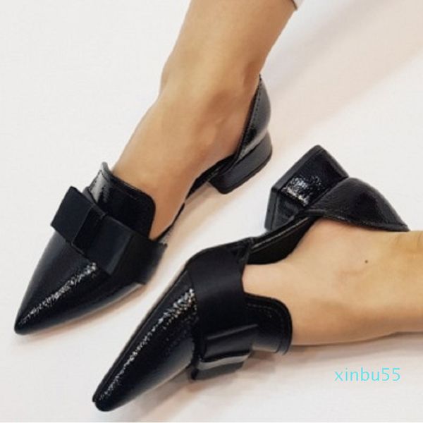 Women Low Heels Pumps Slip On Pointed Toe Office Shoes Ladies Summer Fashion Bow Female Black Sandals Big Size