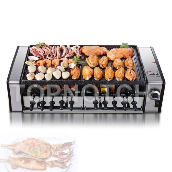 Electric Barbecues Smokeless Automatic Rotation Non Stick Baking Tray Skewer Grills Home Korean Kebab Making Machine