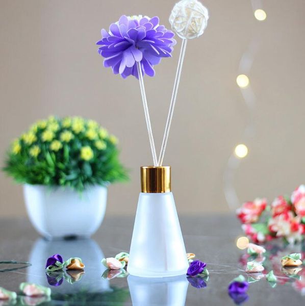 Conical Aromatherapy Glass Bottles 30ml 60ml Scent Volatilization Glasses Container Rattan Reed Diffuser Car Perfume Bottle RRD7540