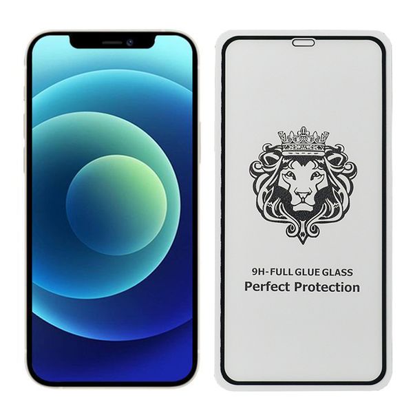 Screen Protector For iPhone 16 Pro Max 15 Plus 14 13 Mini 12 11 XS XR X 8 7 SE Lion Tempered Glass Full Glue Curved 9H Film Guard Protective