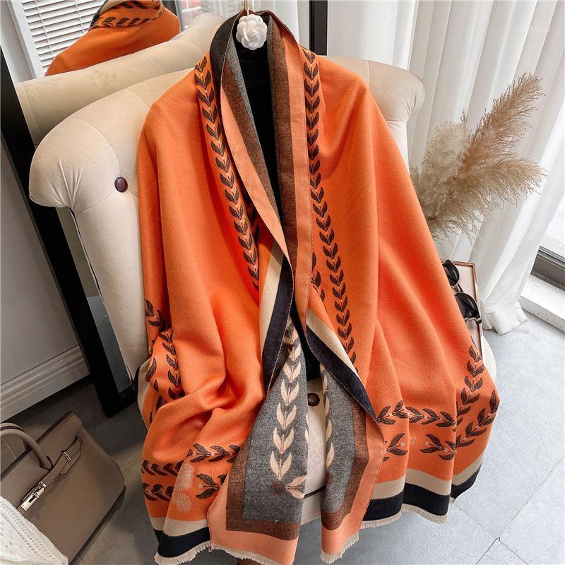 Scarves Winter Cashmere Scarf Women Tassels Pashmina Warm Thick Blanket Shawls Wraps Print Fashion Lady Design Foulard Echarpe1