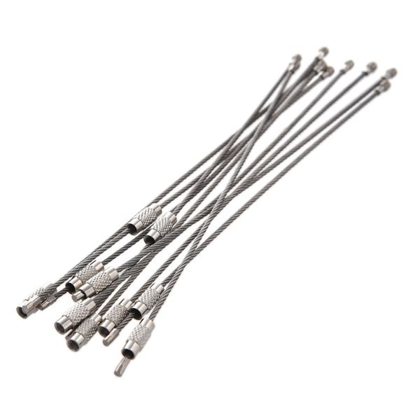 2021 EDC Stainless steel wire keychain ring key keyring circle rope cable loop outdoor camp luggage tag screw lock gadget