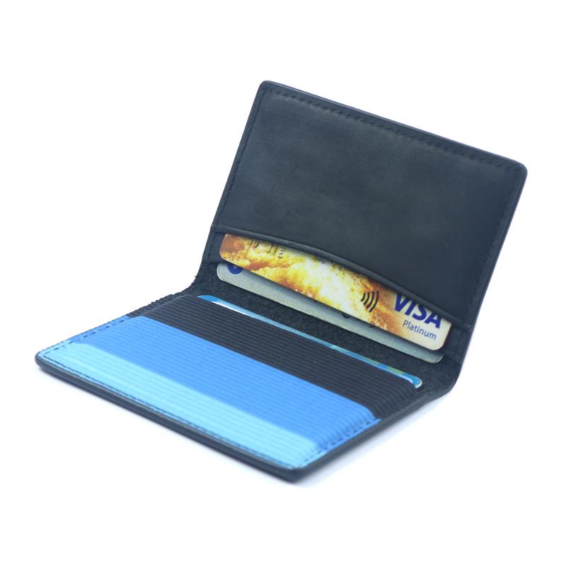 Wallets Slim Minimalist Bifold Wallet Handmade Crazy Horse Genuine Leather Men Elastic Thin Small Card Holders