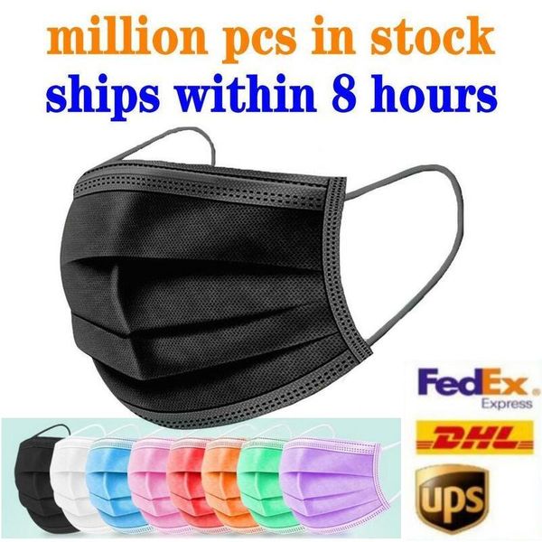 Fast ship Colorful Disposable Face Masks with Elastic Ear Loop 3 Ply Breathable for Blocking Dust Air Anti-Pollution Mask