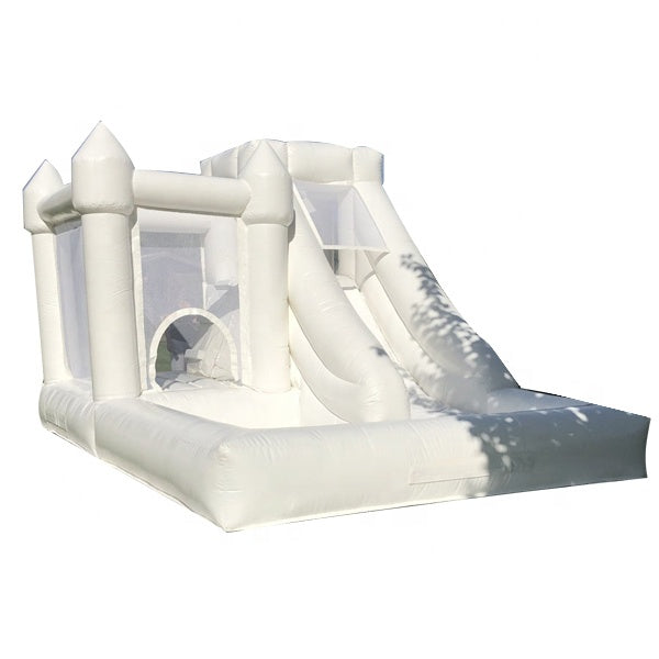 5x3.5m moonwalks pastel white inflatable bouncy house bouncing castle jumping wedding tent jumper bouncer combo with pool and slide for kids birthda