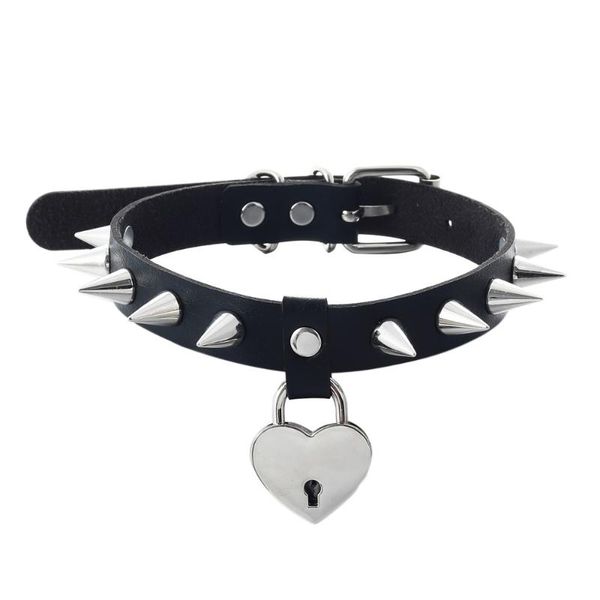 Chokers Harajuku Heart Choker With Spike Leather Collar For Girls Chocker Goth Necklace Gothic Cosplay Accessories