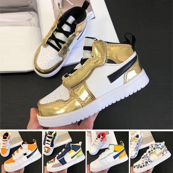 2021 Kids low basketball girls boys shoes baby black orange red terracotta Youth cute gift sneakers Sports Running Sneakers