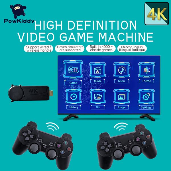 Powkiddy PK-08 TV Video Game Console 2.4G Double Wireless Controller Built in 10000 Games 4K Retro Game Console Support For PS1