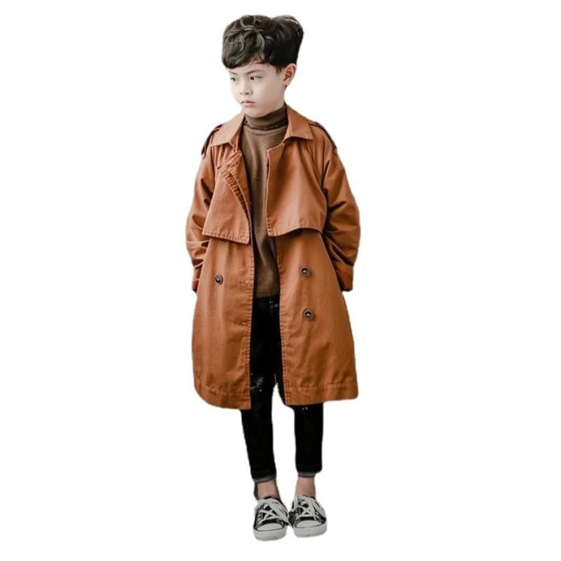 Jackets Boy Girl Trench Coat High Quality Long Teenagers Outerwear Winter Fall Turn-down Collar Casual Handsome Boys Cotton Clothes