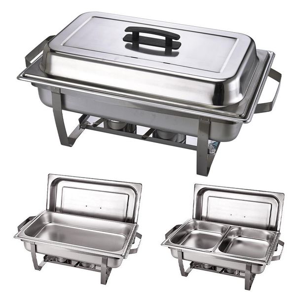 Stainless Steel Stock Pots economical hand-lifted cover full Plates buffet chafing dishes food warmer 9L Thickened chafing dish 201