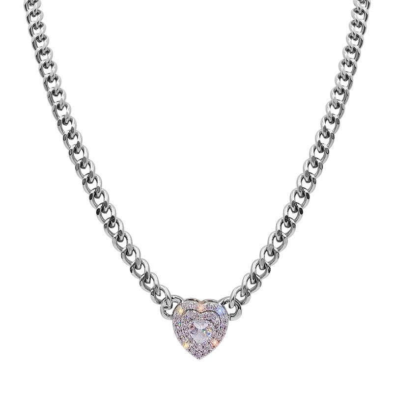 Chokers Luxury Zircon Love Heart Shape Necklace High Quality Exquisite Women Choker Wedding Bridal Jewelry Pendant Wholesale