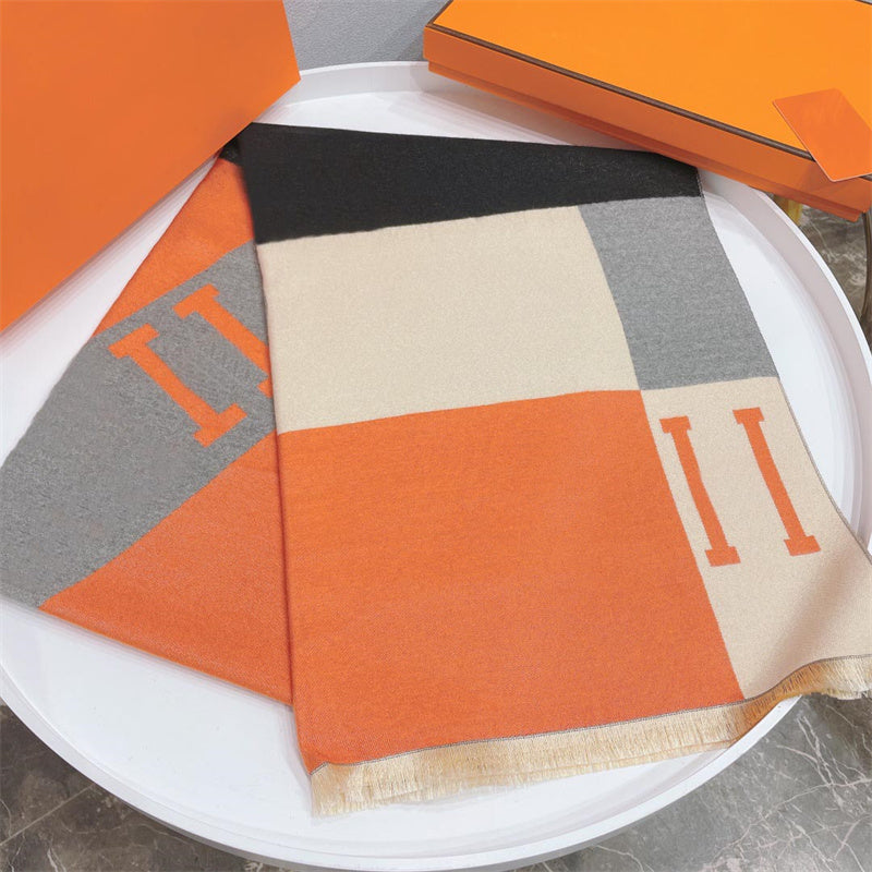 Fashion Scarf Pashmina Scarves Shawl Long Neck Winter Warm Cashmere Big Letter Grid pattern Design for Man Women 7 Color 2 Style Option